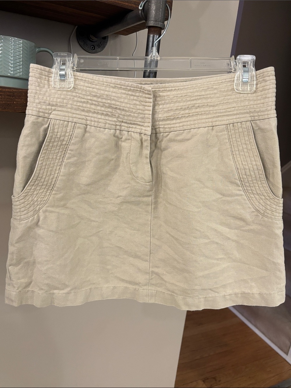Diane Von Furstenberg Linen & Cotton Skirt | Size 4 | Gold thread